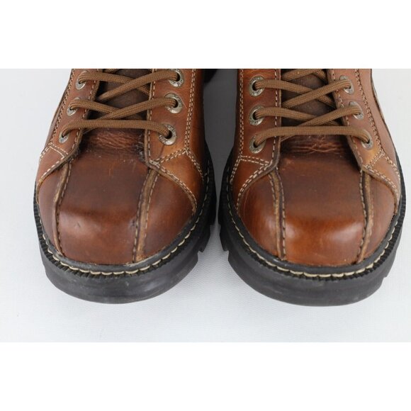 Vintage 90s Y2K Streetwear Mens 9.5 M Chunky Leather Platform Boots Shoes Brown main image 5